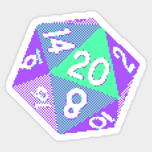 Pixel D20 Dice - Blue and Green Sticker